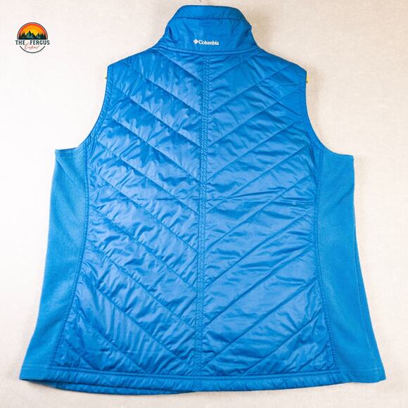 Columbia Quilted Vest Jacket Blue Fleece Packable Full Zip Plus Women's Size 2X - Picture 2 of 9